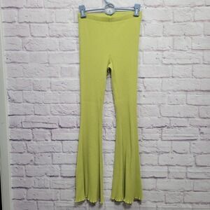 Aerie Ribbed Flare Legging Size‎ S Chartreuse Lettuce Hem Hippie Fairy Festival